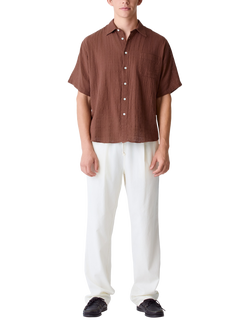 La Paz Roque Grandpa Cotton Regular Fit Shirt, Aztec Brown, Aztec Brown