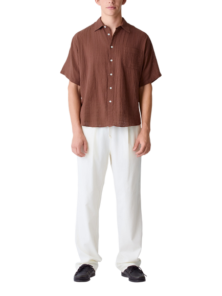 La Paz Roque Grandpa Cotton Regular Fit Shirt, Aztec Brown, Aztec Brown