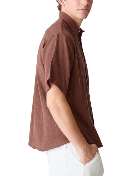 La Paz Roque Grandpa Cotton Regular Fit Shirt, Aztec Brown - view 2, Aztec Brown