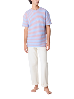 La Paz Cotton Blend Regular Fit Short Sleeve Stripe T-Shirt, Wind Blue - view 2, Wind Blue