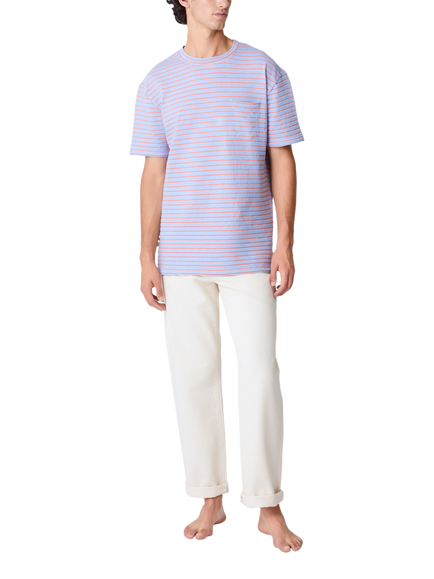 La Paz Cotton Blend Regular Fit Short Sleeve Stripe T-Shirt, Wind Blue - view 2, Wind Blue