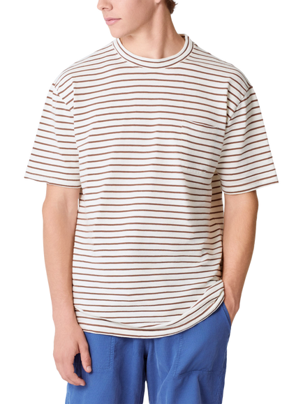 La Paz Cotton Blend Regular Fit Stripe Pocket Detail T-Shirt, Aztec Brown, Aztec Brown
