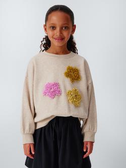 John Lewis Kids' Textured Flowers Sweatshirt, Oatmeal, Oatmeal