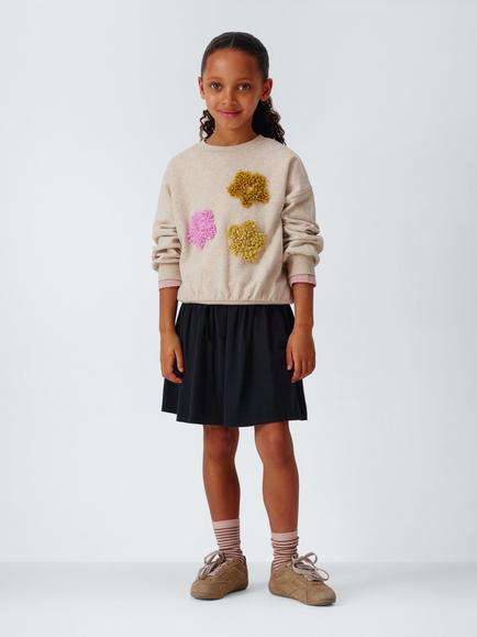 John Lewis Kids' Textured Flowers Sweatshirt, Oatmeal - view 2, Oatmeal