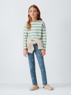 John Lewis Kids' Polka Dot Leggings, Navy, Green - view 2, Multi