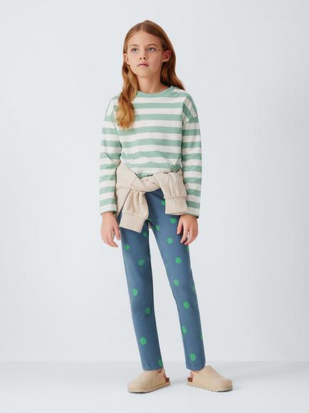John Lewis Kids' Polka Dot Leggings, Navy, Green - view 2, Multi