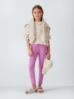 John Lewis Kids' Check Sweatshirt & Leggings Lounge Set, Pink, White - view 2, Pink, White