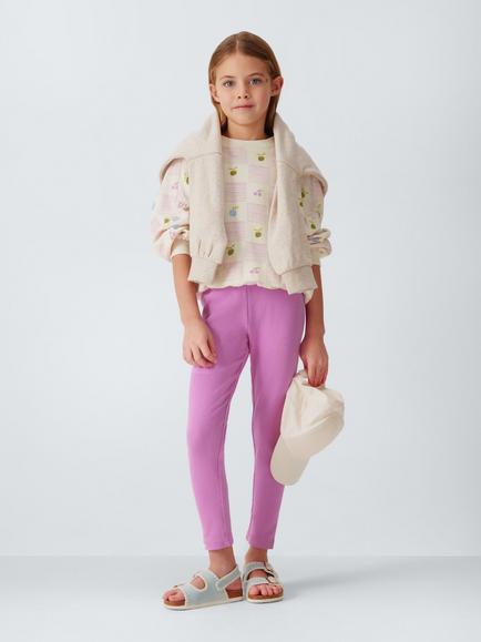 John Lewis Kids' Check Sweatshirt & Leggings Lounge Set, Pink, White - view 2, Pink, White