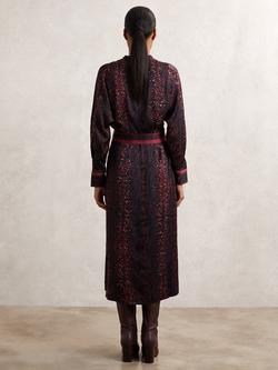 Reiss Daria Snake Print Shirt Dress, Burgundy/Black - view 2, Burgundy/Black