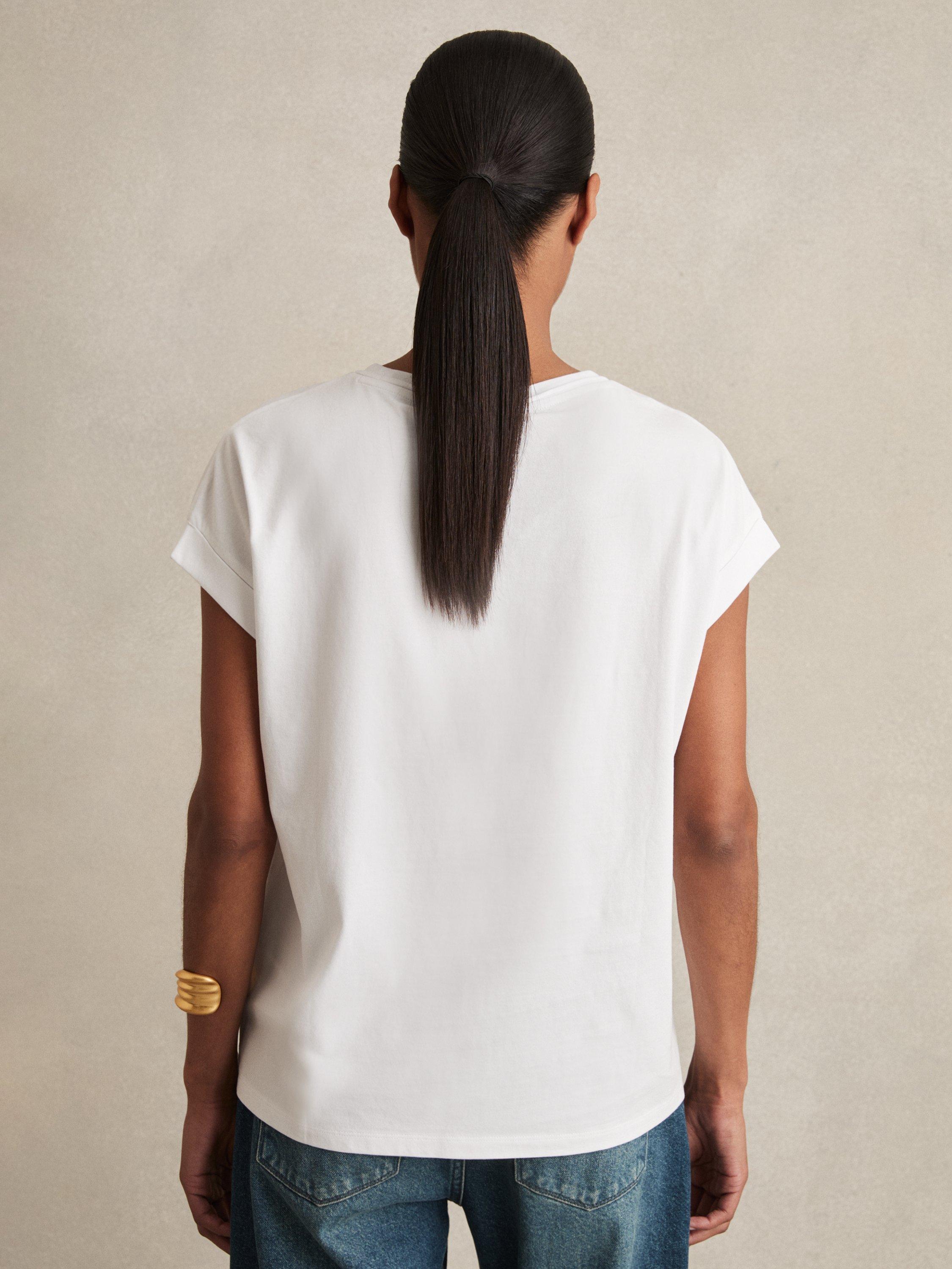 Product image 2 of 5, which shows Reiss Tommie Crew Neck T-Shirt, White, XS
