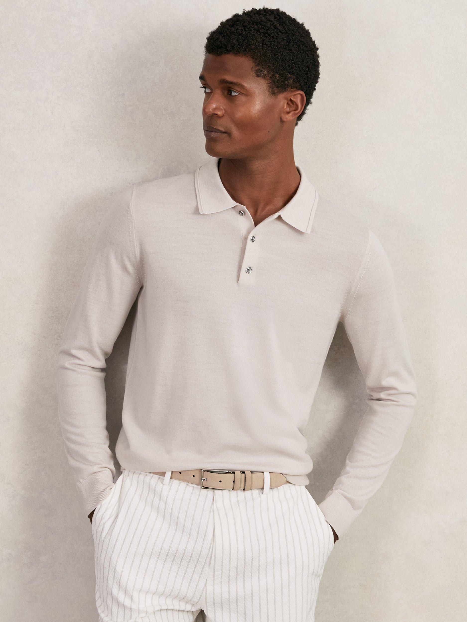 Reiss Trafford Wool Long Sleeve Polo Shirt