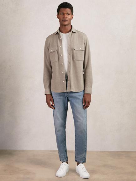 Reiss Forsithe Cotton Blend Shirt, Oatmeal