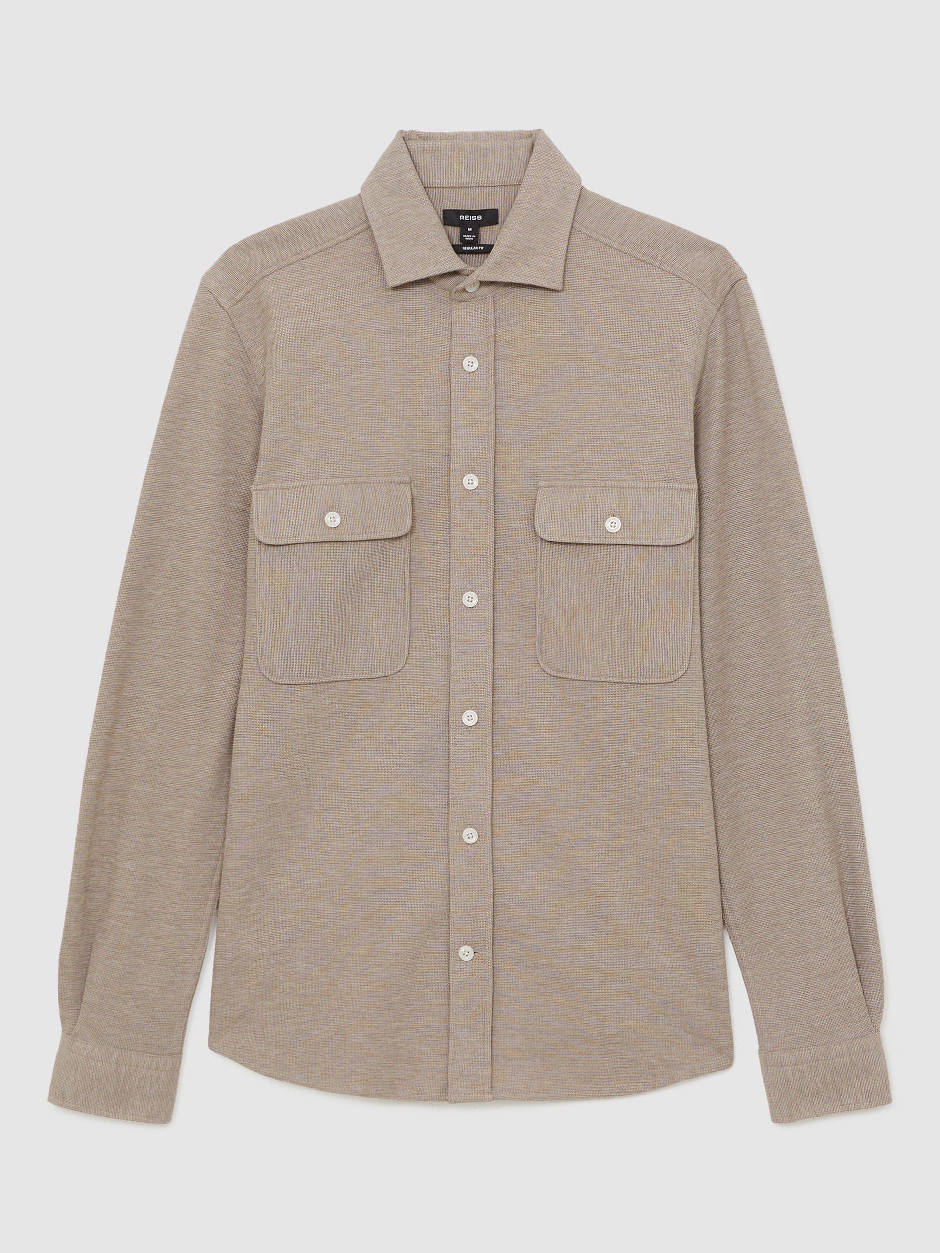 Product image 5 of 5, which shows Reiss Forsithe Cotton Blend Shirt, Oatmeal, XS