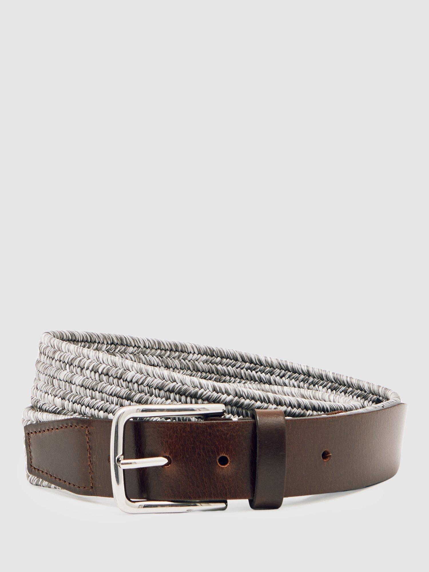 Product image 1 of 4, which shows Reiss Welling Soft Belt, Soft Grey, 28R