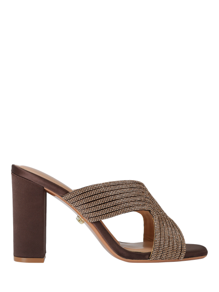 Carvela Paparazzi Crystal Embellished Block Heel Sandals, Brown, Brown