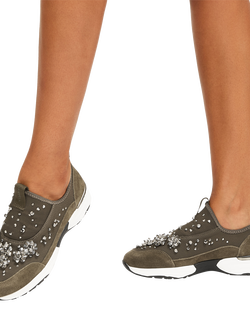 Carvela Tempo Jewel Slip-On Trainers, Khaki - view 2, Khaki