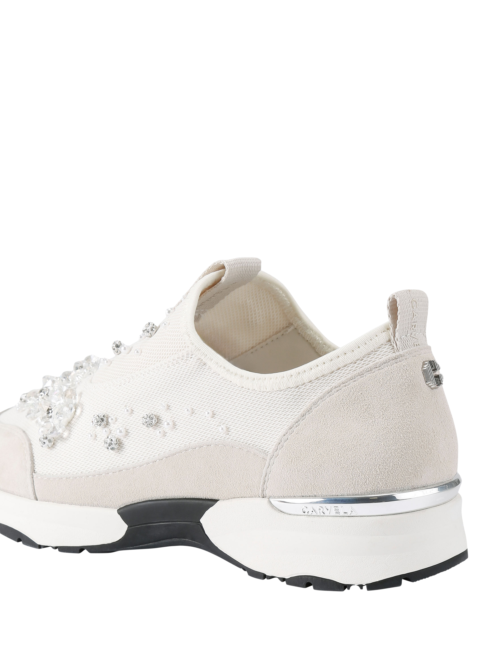 Product image 2 of 3, which shows Carvela Tempo Jewel Slip-On Trainers, Bone, 3