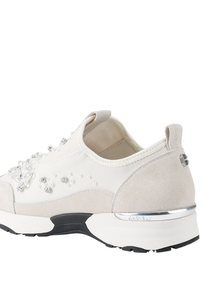 Carvela Tempo Jewel Slip-On Trainers, Bone - view 2, Bone