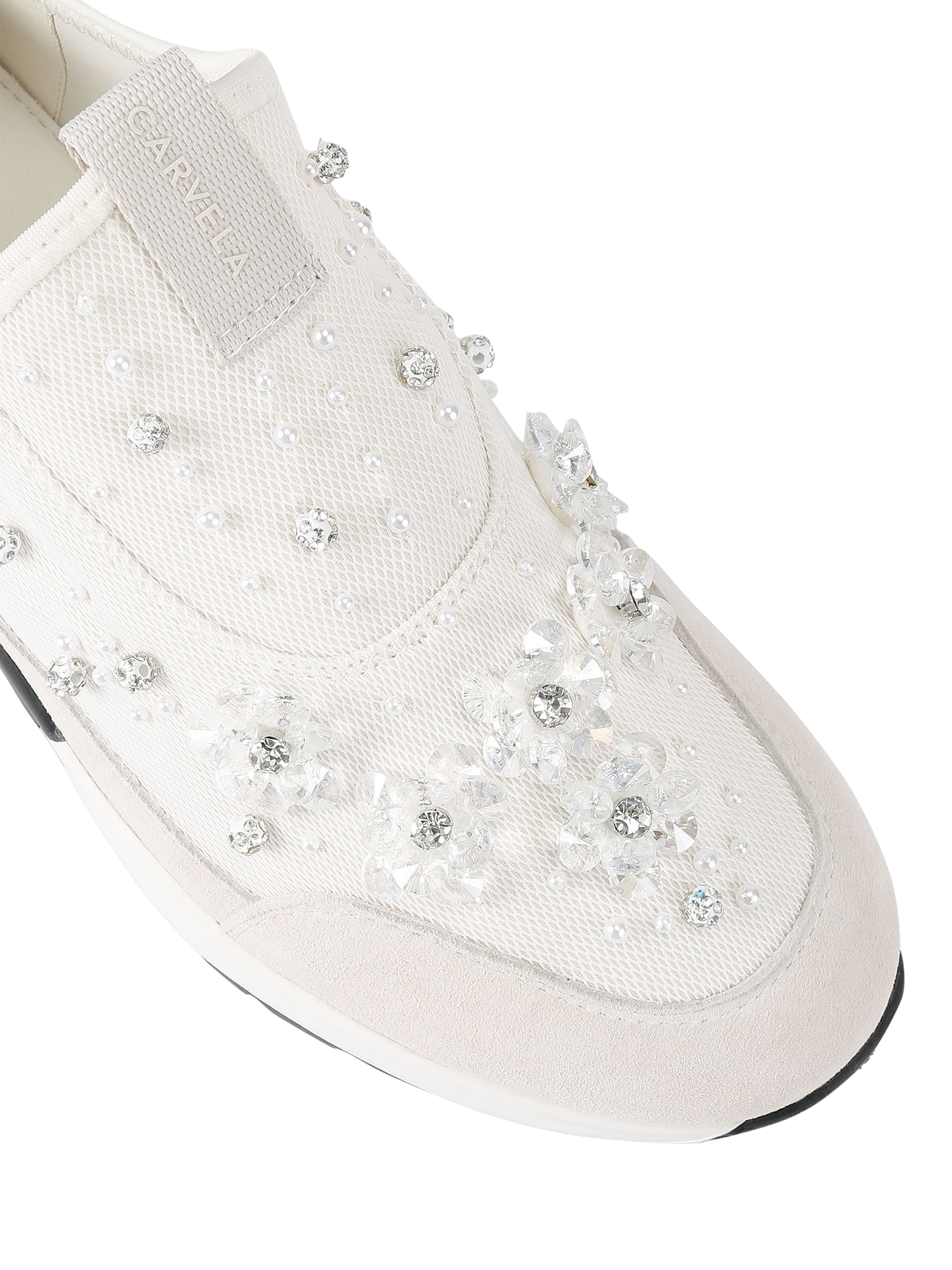 Product image 3 of 3, which shows Carvela Tempo Jewel Slip-On Trainers, Bone, 3