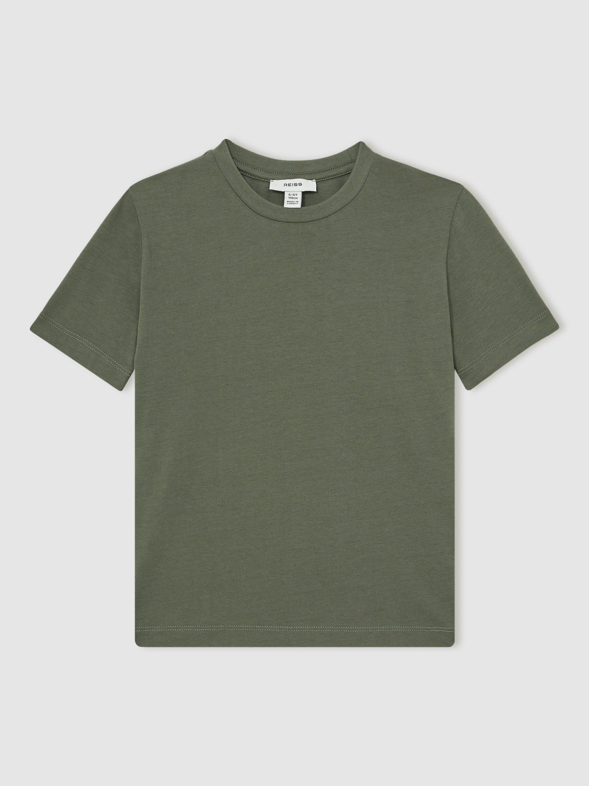 Product image 1 of 4, which shows Reiss Kids' Bless T-Shirt, Dark Sage, 3-4 years