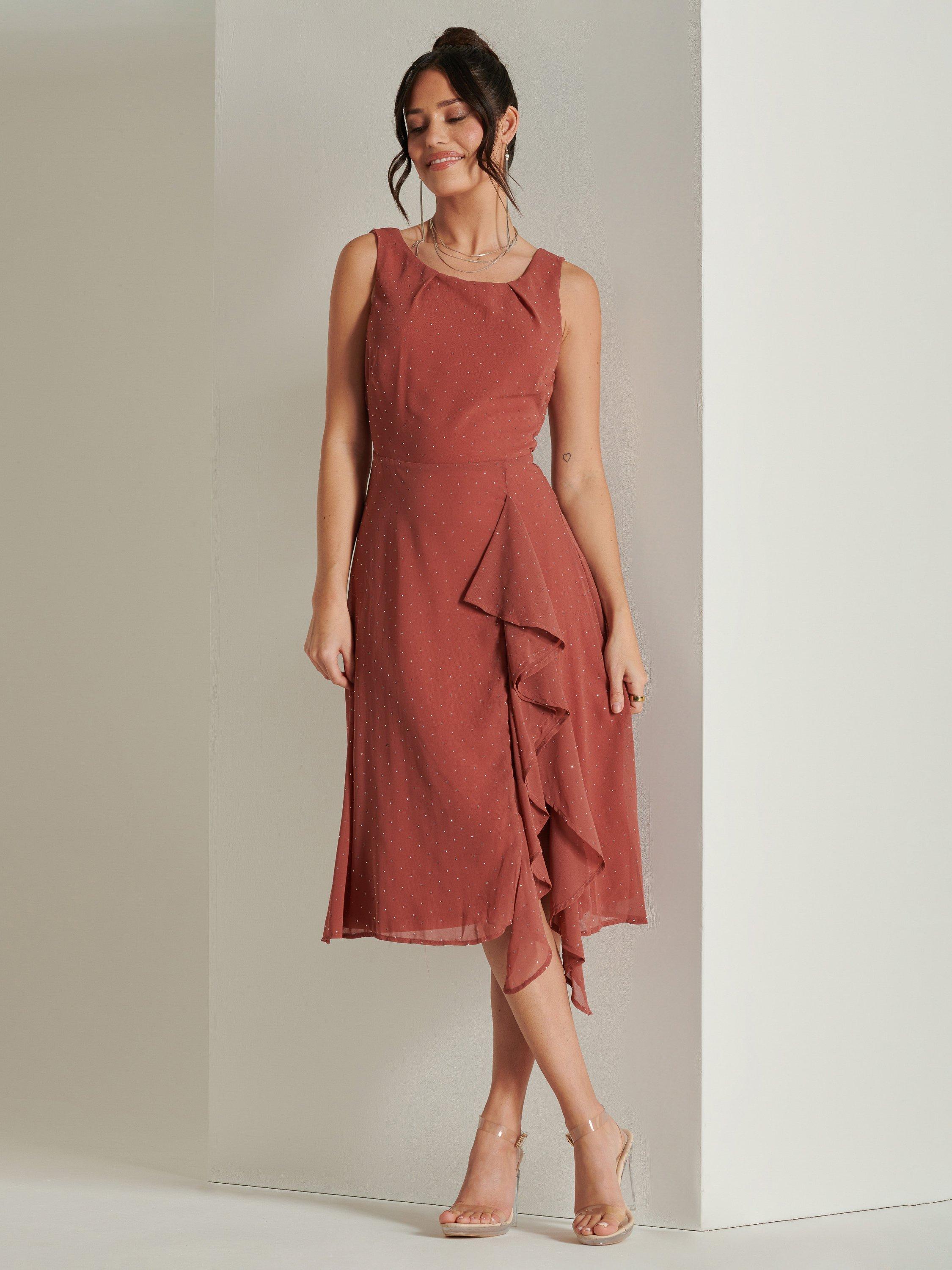 Product image 5 of 6, which shows Jolie Moi Embellished Sleeveless Midi Dress, Rust, 8