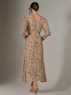 Jolie Moi Floral Tie Waist Maxi Dress, Brown Floral - view 2, Brown Floral