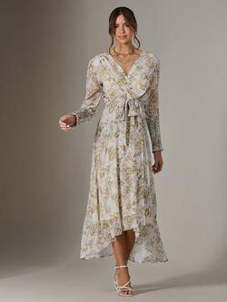 Jolie Moi Floral Tie Waist Maxi Dress, Cream Floral, Cream Floral