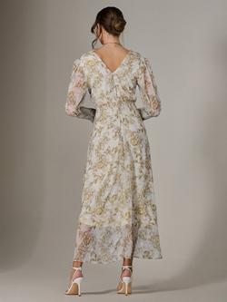 Jolie Moi Floral Tie Waist Maxi Dress, Cream Floral - view 2, Cream Floral