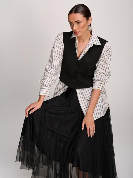 Jolie Moi Plain Button Up Tailored Waistcoat, Black, Black