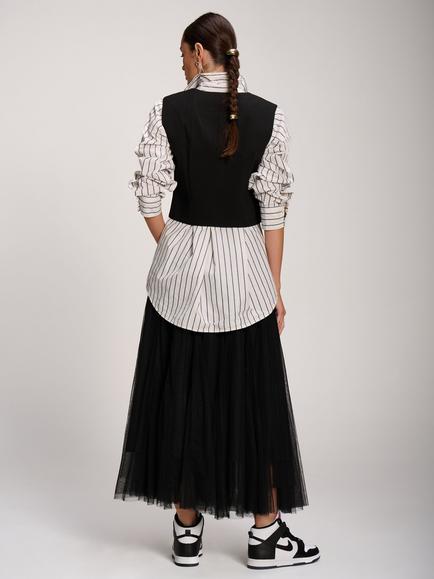 Jolie Moi Plain Button Up Tailored Waistcoat, Black - view 2, Black