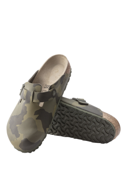 Birkenstock Boston Birko-Flor Nubuck Camouflage Clogs, Green/Multi - view 2, Green/Multi