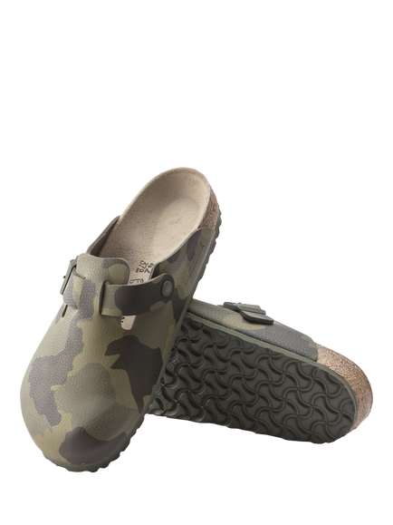 Birkenstock Boston Birko-Flor Nubuck Camouflage Clogs, Green/Multi - view 2, Green/Multi