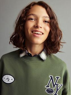 Mango Kids' Cotton NY Crew Neck Sweatshirt, Green - view 2, Green