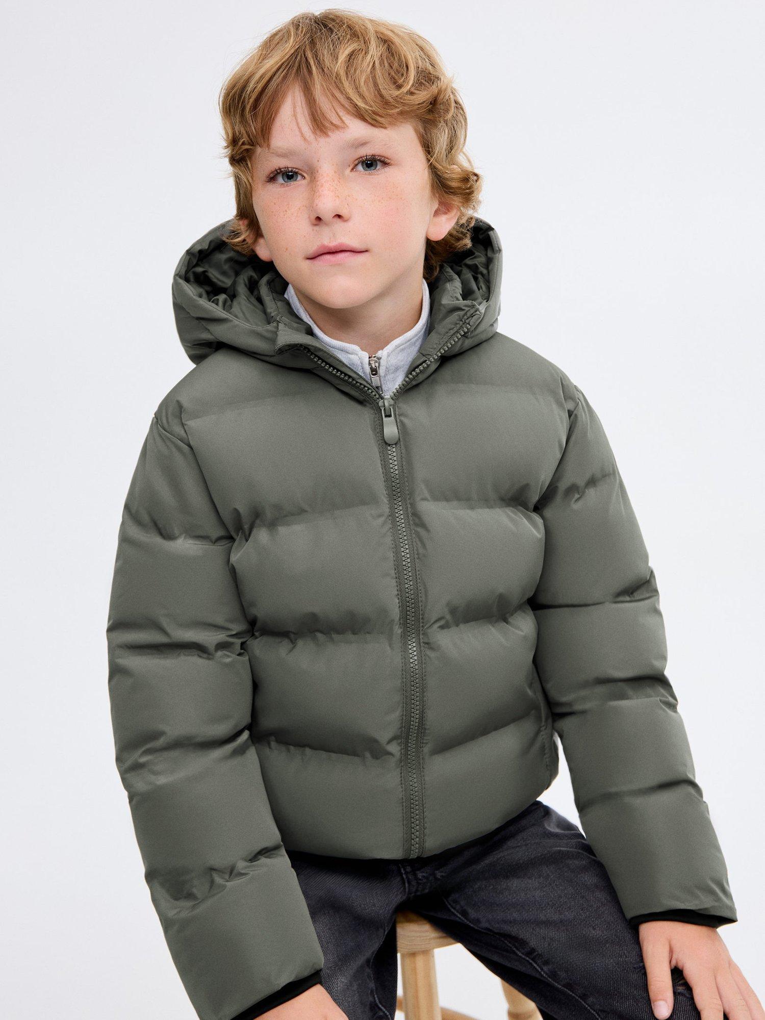 Product image 1 of 6, which shows Mango Kids' Africa Puffer Anorak Jacket, Green, 6 years