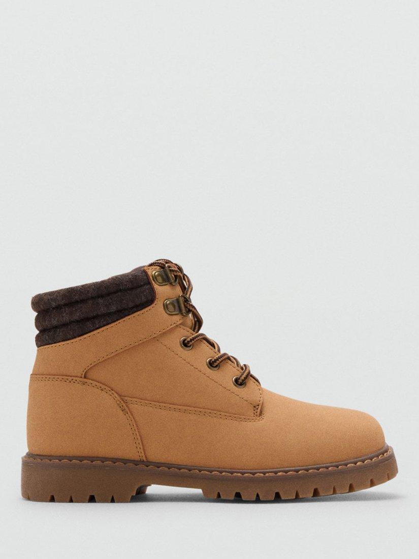 Product image 1 of 5, which shows Mango Kids' Ben Lace Up Ankle Boots, Medium Brown, 1