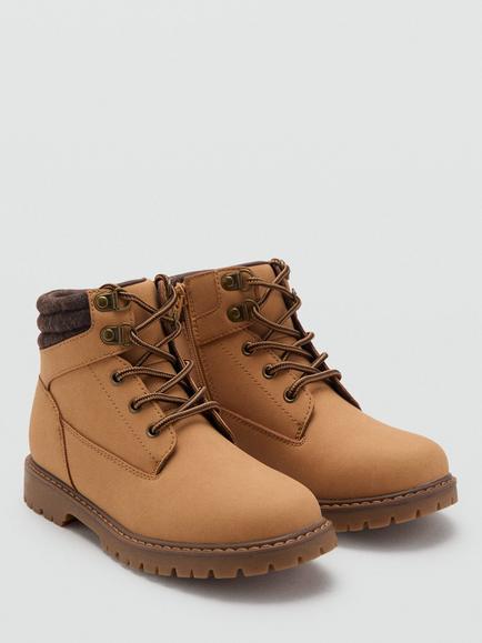 Mango Kids' Ben Lace Up Ankle Boots, Medium Brown - view 2, Medium Brown