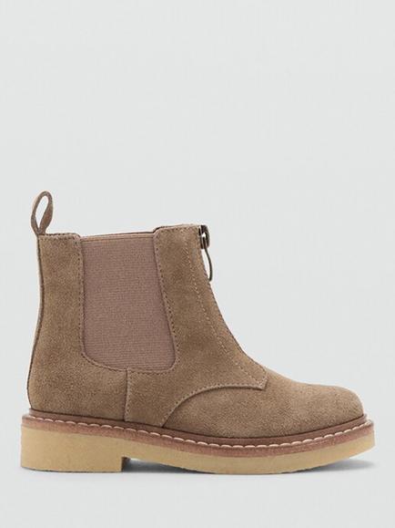 Mango Kids' Calista Suede Ankle Boots, Medium Brown, Medium Brown