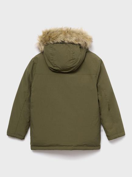 Mango Kids' Fernando Parka Jacket, Khaki - view 2, Khaki