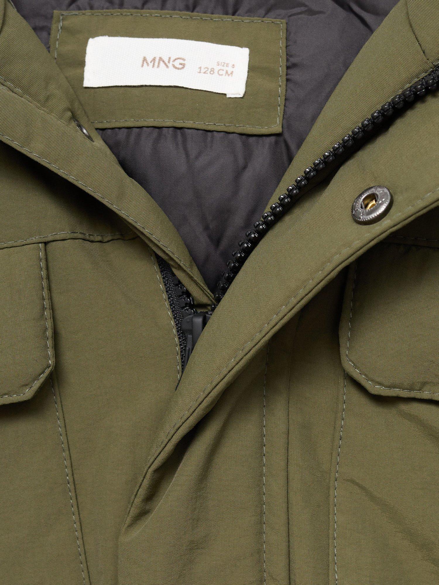 Product image 4 of 4, which shows Mango Kids' Fernando Parka Jacket, Khaki, 10 years