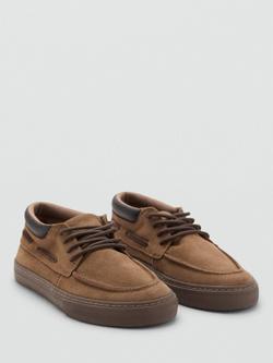 Mango Kids' Thiago Suede Lace Up Boat Shoes, Dark Brown - view 2, Dark Brown