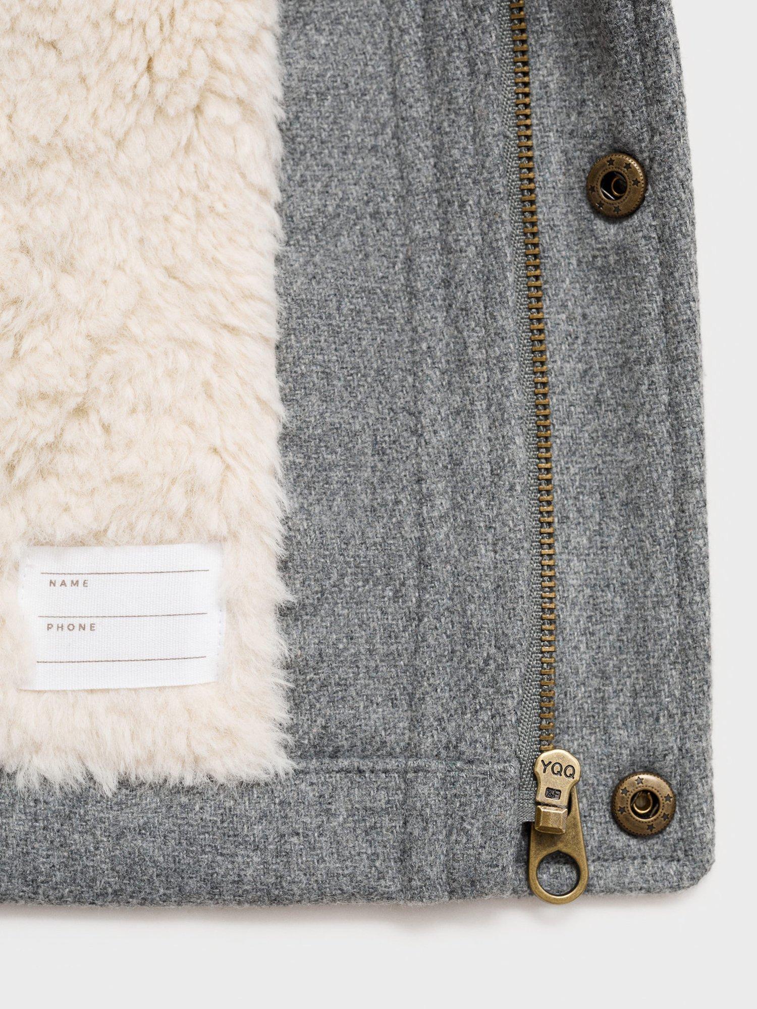 Product image 3 of 4, which shows Mango Kids' Lucio Wool Blend Hooded Overcoat, Grey, 12-18 months