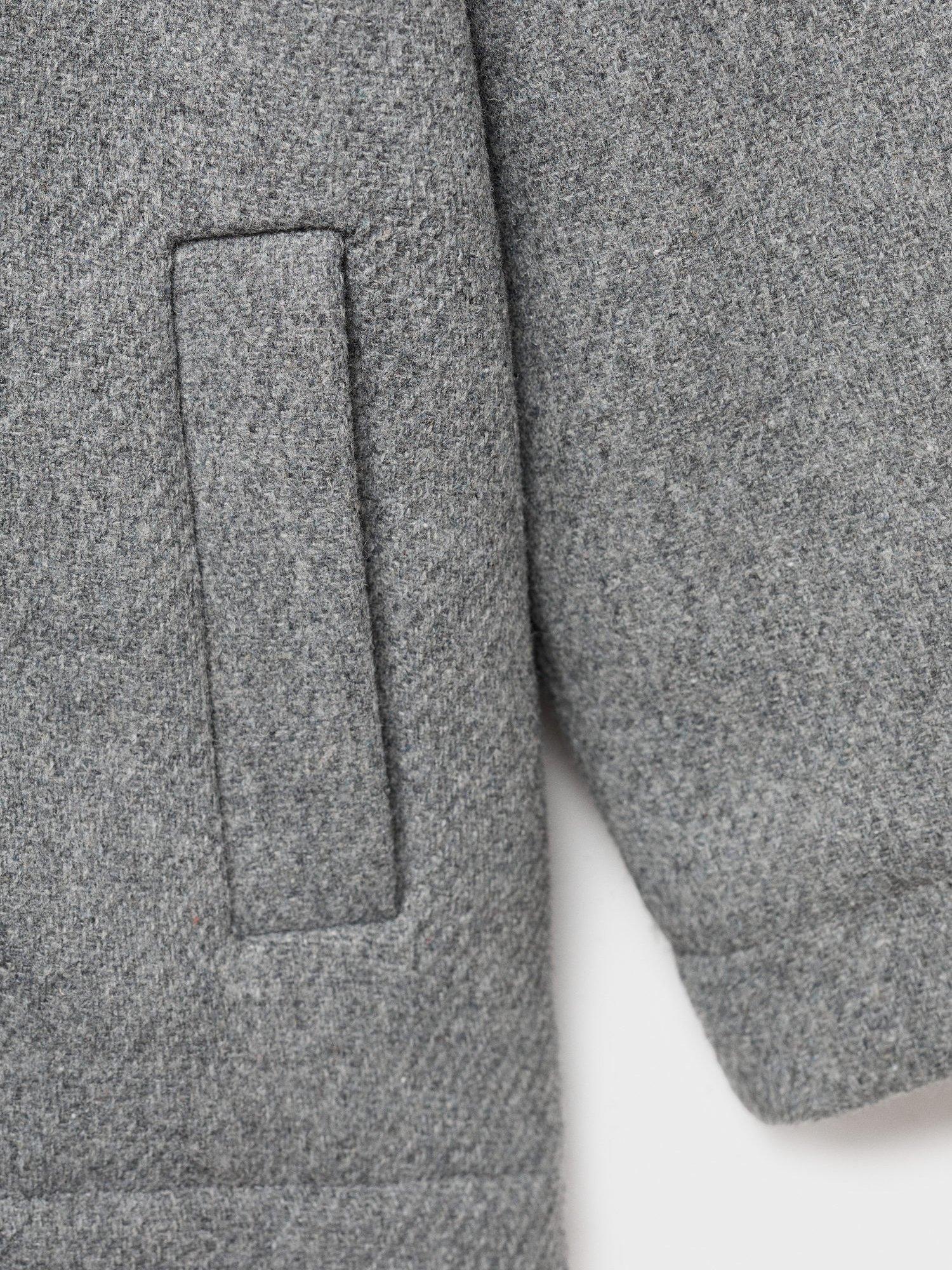 Product image 4 of 4, which shows Mango Kids' Lucio Wool Blend Hooded Overcoat, Grey, 12-18 months