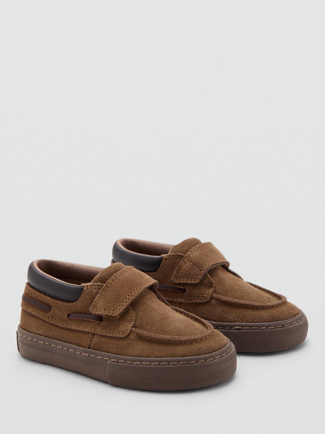 Product image 2 of 3, which shows Mango Kids' Thiago Suede Round Toe Moccasins, Dark Brown, 4.5 Jnr