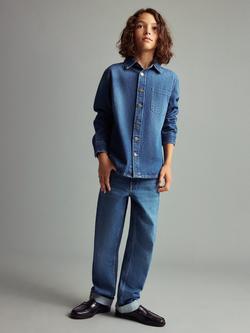Mango Kids' Denim Long Sleeved Shirt, Open Blue, Open Blue
