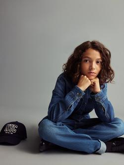 Mango Kids' Denim Long Sleeved Shirt, Open Blue - view 2, Open Blue