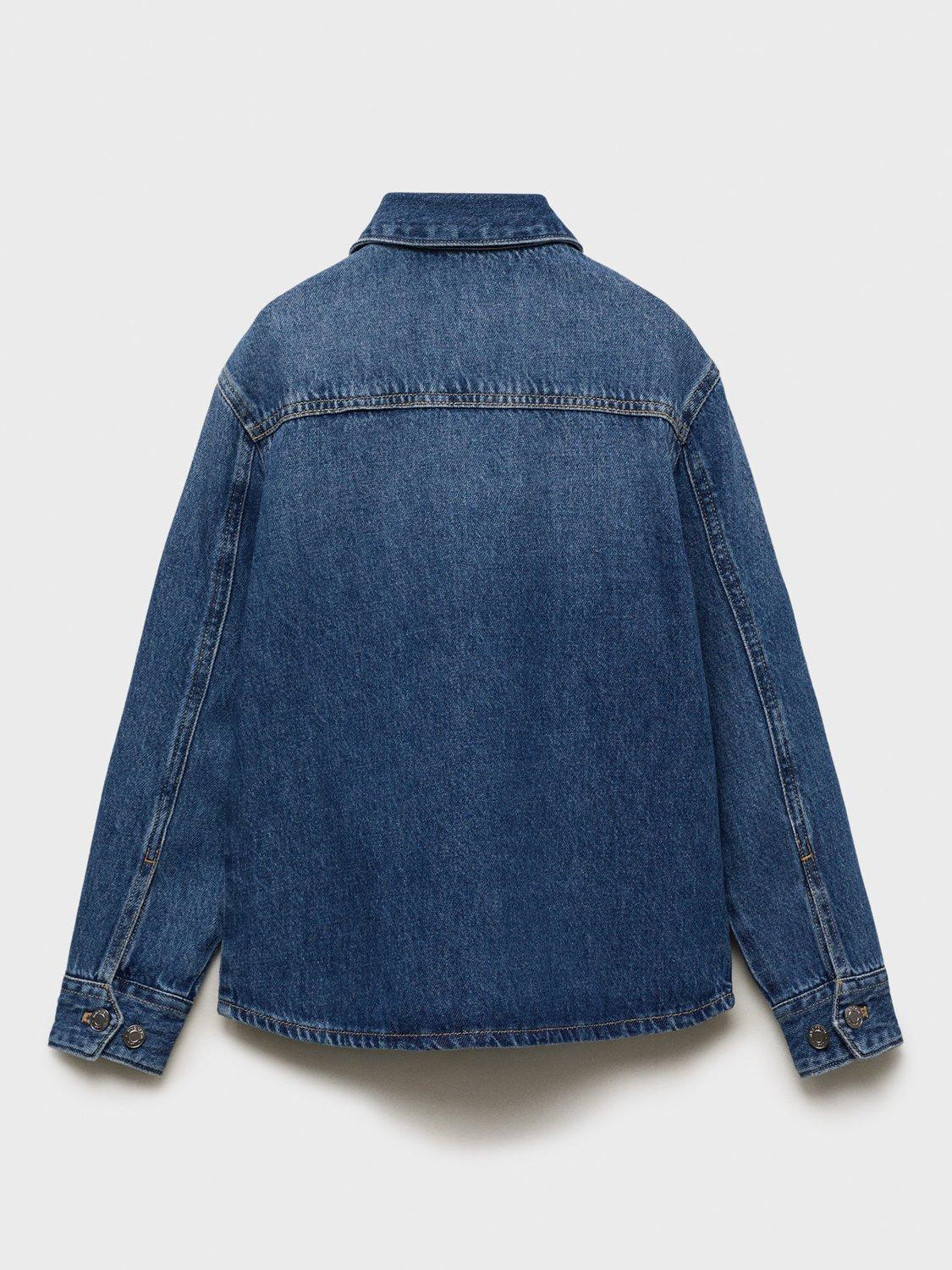 Product image 4 of 6, which shows Mango Kids' Denim Long Sleeved Shirt, Open Blue, 5-6 years