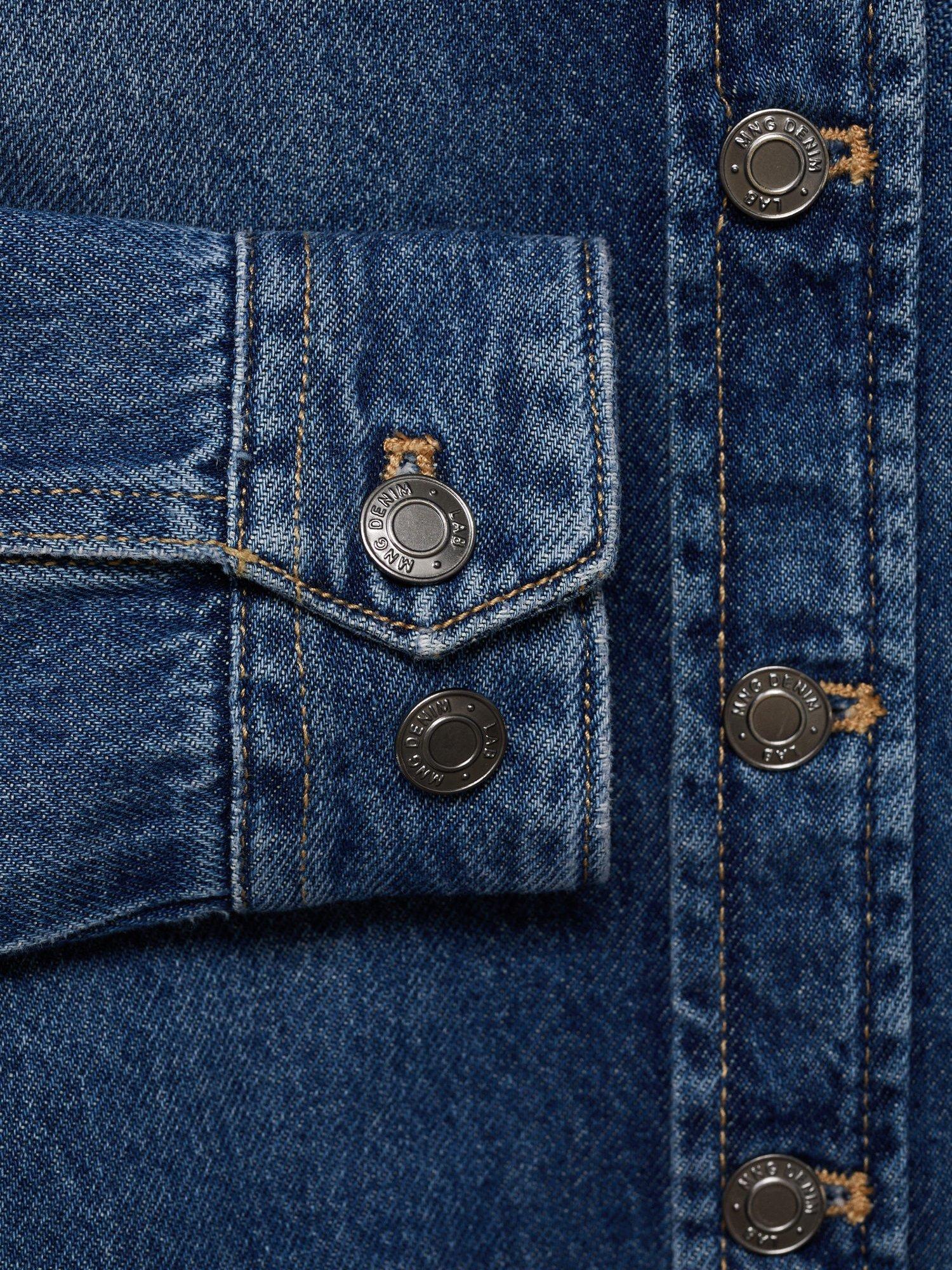 Product image 5 of 6, which shows Mango Kids' Denim Long Sleeved Shirt, Open Blue, 5-6 years