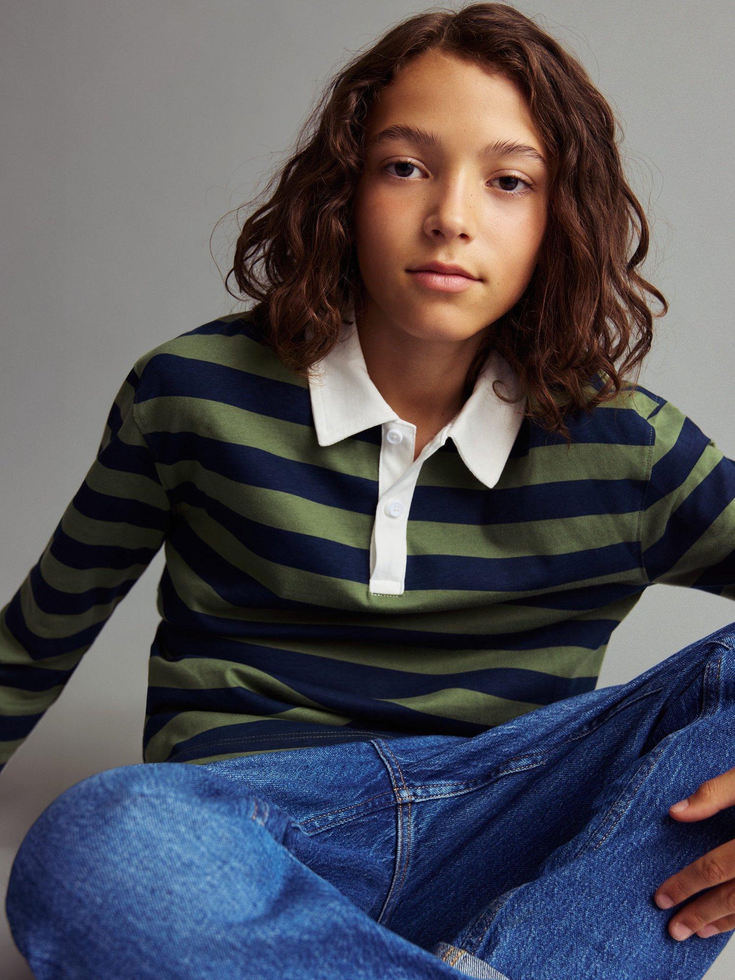 Mango Kids' Polost Polo Shirt, Green