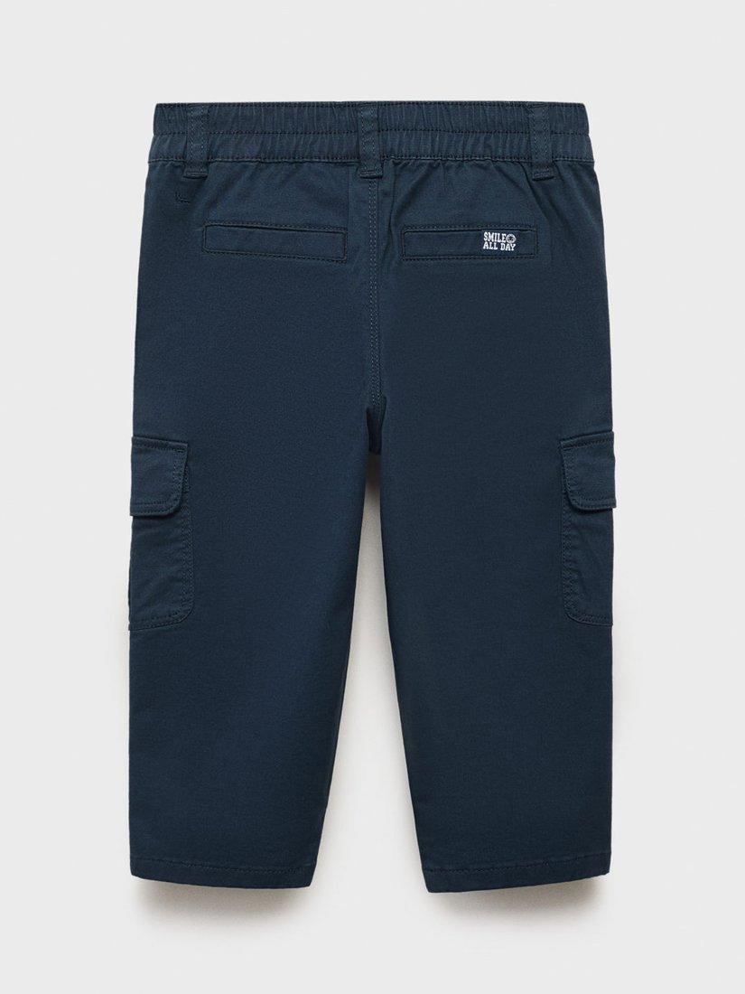 Product image 2 of 4, which shows Mango Kids' Cotton Blend Cargo Trousers, Navy, 4-5 years