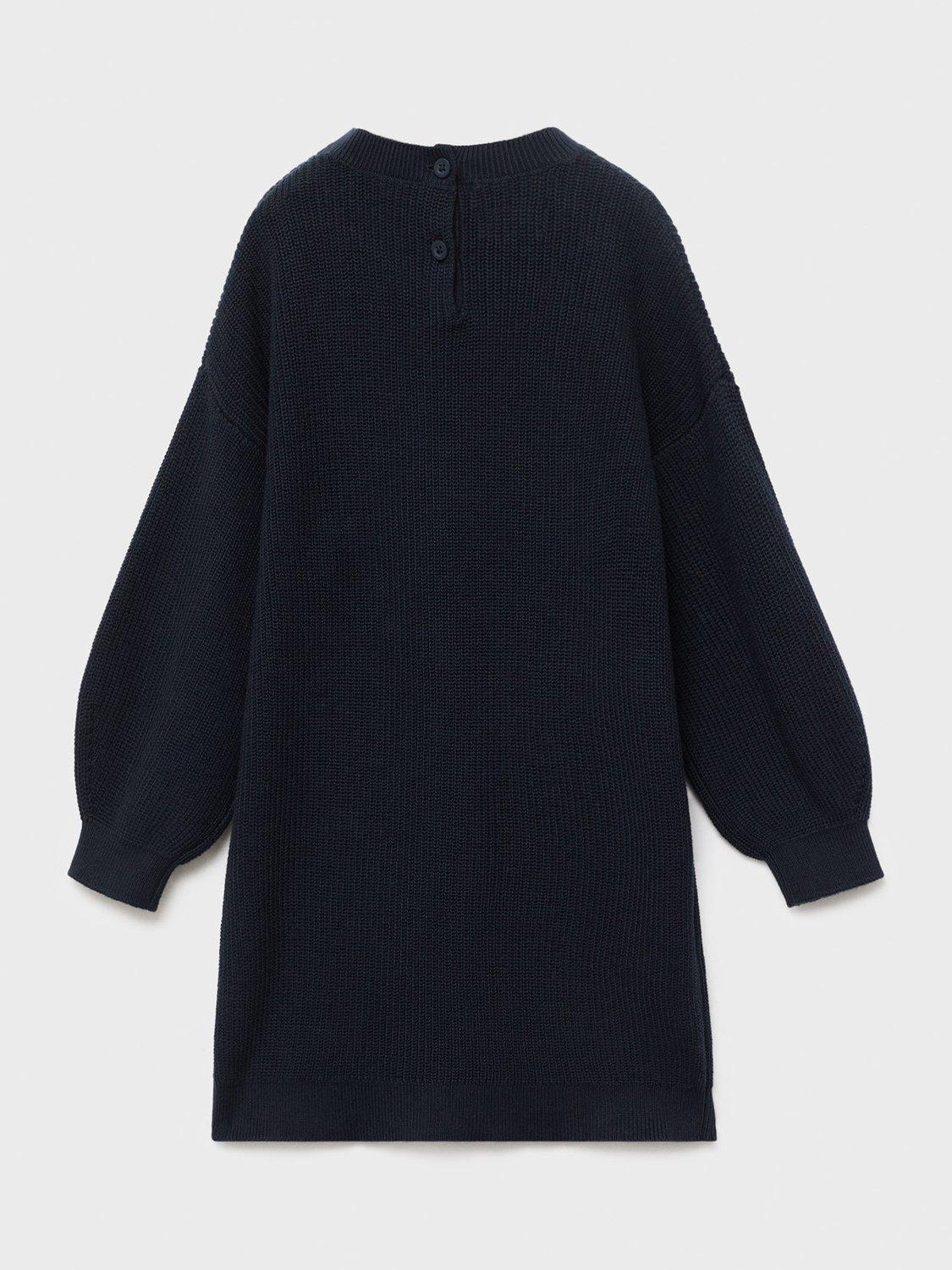 Product image 4 of 7, which shows Mango Kids' Saskib Jumper Dress, Navy, 4-5 years